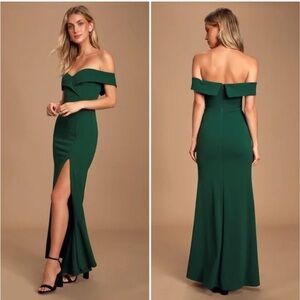 Elegant Green Off-Shoulder Dress